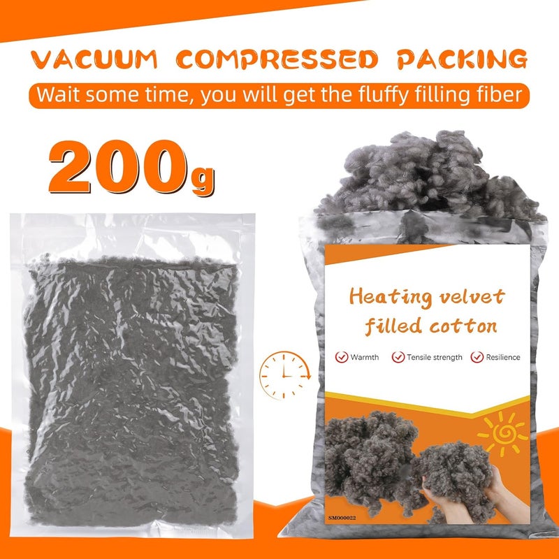 MORFEN 200g/7.05ozBlack and Grey Premium Polyfill Stuffing, Poly Filling Stuffing, Heat Fiber Fill, High Resilience Stuffing for Stuffed Animals Crafts Crochet - Image 2
